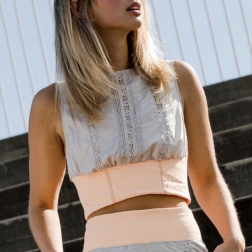 {Free People Movement} Brand New Oh Hey Applique Crop
